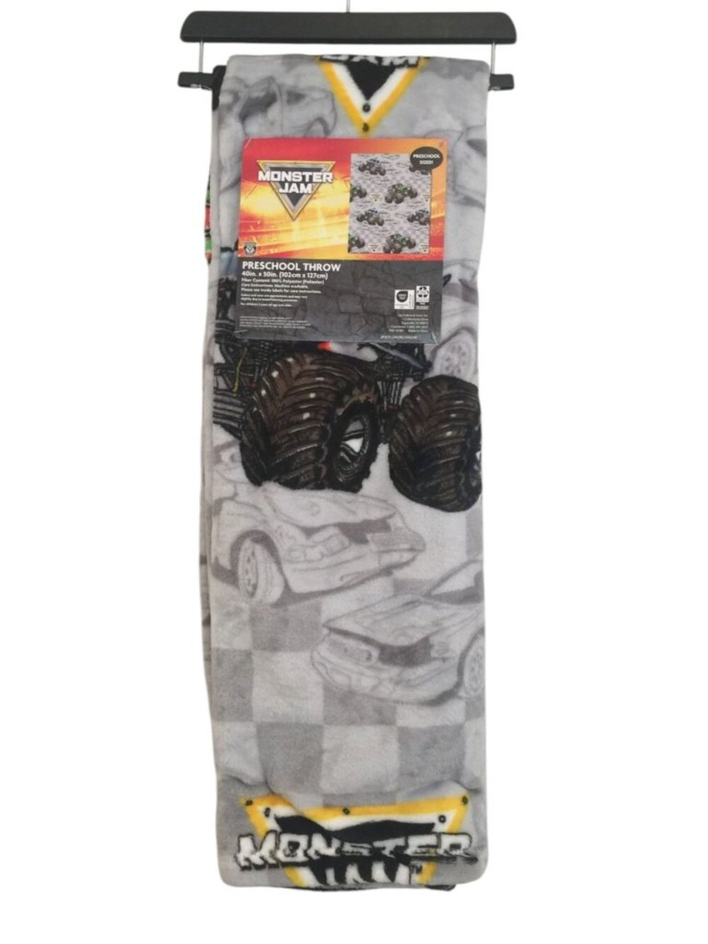 Monster Jam Preschool Plush Throw 40x50" Grave Digger Megalodon